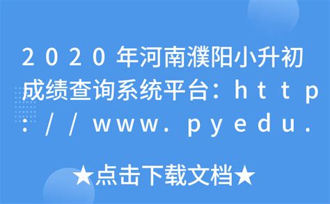 2020年河南濮阳小升初成绩查询系统平台：http://www.pyedu.gov.cn/