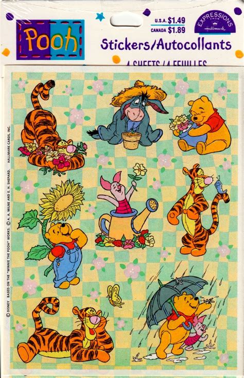 Vintage 1980s 1990s 2000s Winnie the Pooh Disney/hallmark Sticker Sheet ...