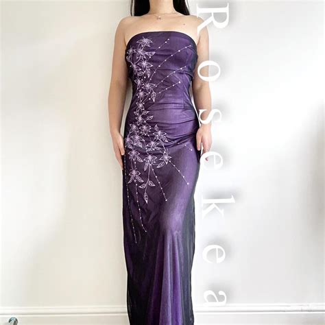 Jane Norman purple strapless maxi dress Size: uk... - Depop