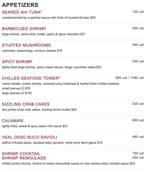 Ruth’s Chris Steak House Menu With Prices – Restaurant Menu Price