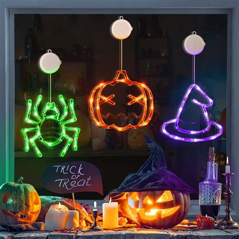 LOLStar Halloween Decorations 3 Pack Orange Pumpkin Green Spider Purple ...