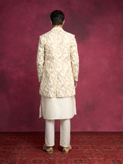Mandarin collar Straight kurta- Ivory