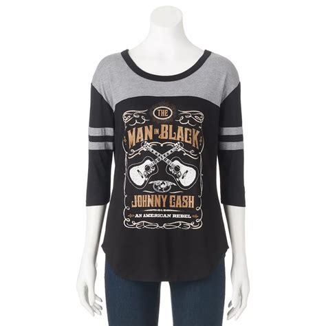 Juniors' Johnny Cash Graphic Football Tee