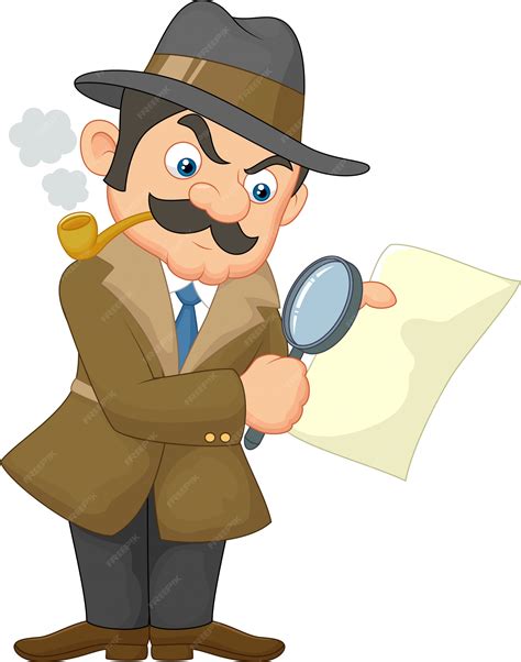 Cartoon detective man | Premium Vector