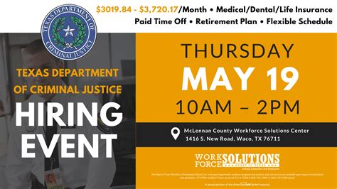 Texas Department of Criminal Justice Hiring Event | Workforce Solutions ...