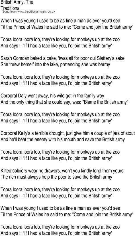 Old English Song Lyrics For O Soldier Soldier Won39t You Плейлист Relax ...