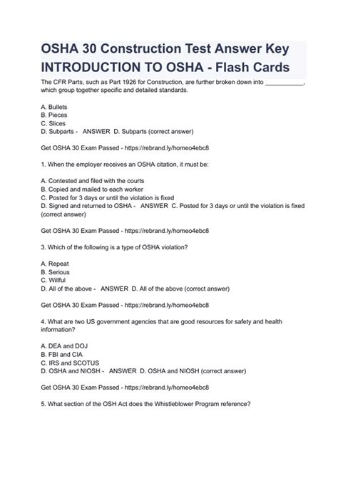 Image result for OSHA Test Answers For