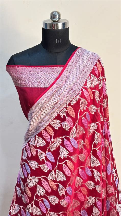 Red Banarasi Pure Chiffon Silk Saree – Heritage Banaras Luxury