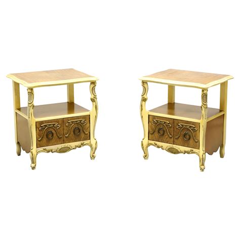 ROMWEBER Mid 20th Century Satinwood French Provincial Nightstands ...