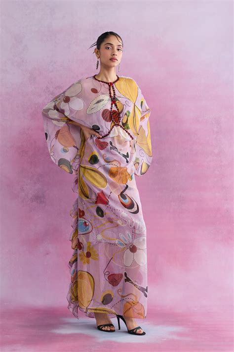 Florain Ruffle Kaftan available only at Shivan and Narresh – SHIVAN ...
