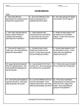 Image result for Combination Word Problems