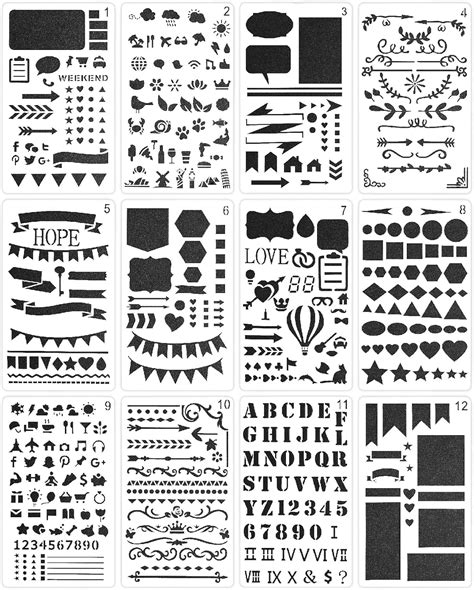 Mr.Pen Mr. Pen- 12 Pack Journal Stencils, 4x7 Inch, Bullet India | Ubuy