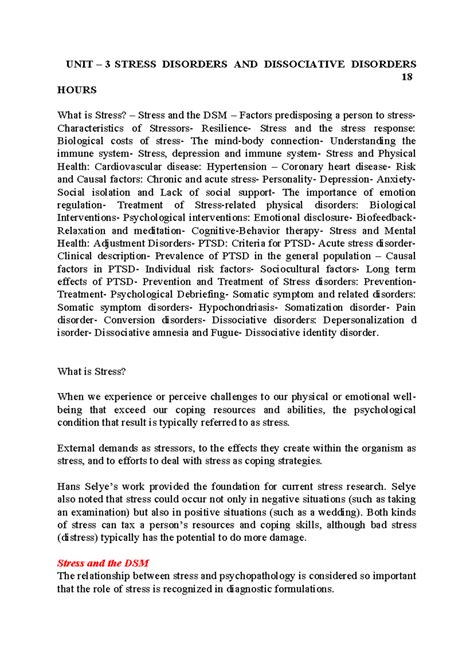 AP I Notes UNIT 3 - UNIT – 3 STRESS DISORDERS AND DISSOCIATIVE ...