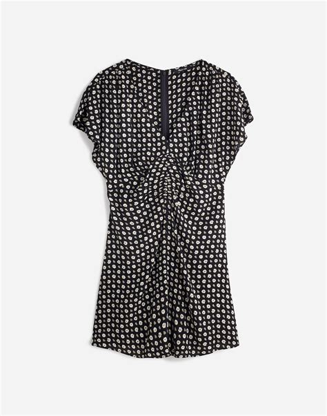 Ruched V-Neck Mini Dress in Floral | Madewell