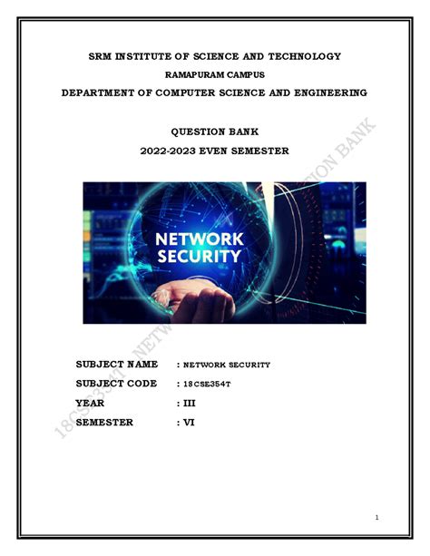 18CSE354T - Network Security - Question BANK - SRM INSTITUTE OF SCIENCE ...