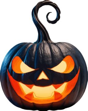 Spooky Black Halloween Pumpkin With Glowing Face, Black Halloween ...
