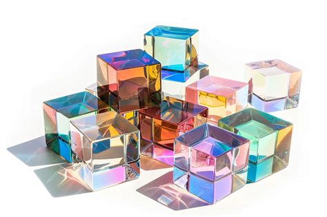 Premium Photo | Cubes of 3D crystal glass with refraction and ...