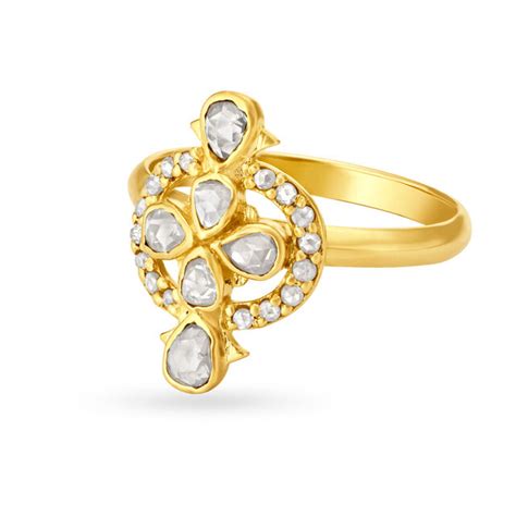 Eccentric 18 Karat Yellow Gold And Polki Diamond Ring