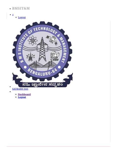 Bmsit - BMSIT&M 5 Logout SAURABH DAS Dashboard Logout Application ...
