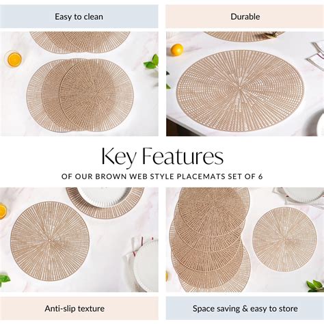 Brown Web Style Placemats Set Of 6 Online - Premium Table Mat | Nestasia