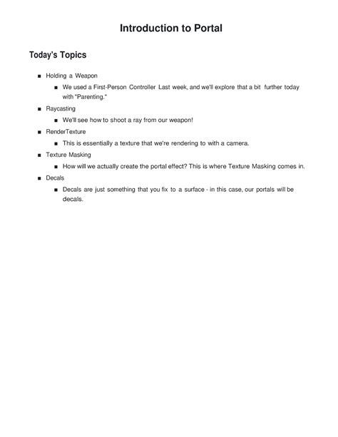 Introduction to Portal - Introduction to Portal Today's Topics Holding ...