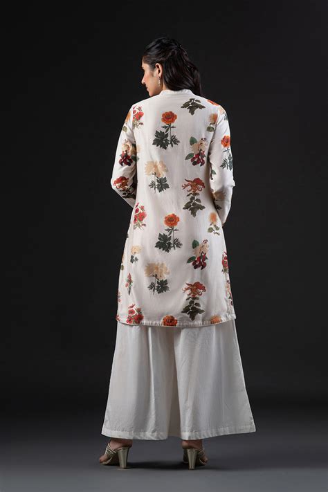 Buy Rohit Bal Off White Cotton Silk Straight Printed Kurta Set Online ...