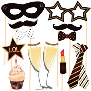 WOBBOX Birthday Party Props of Mustache, Glasses Frames, Lips, Crown ...