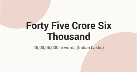 45,00,06,000 in Words - Indian Rupees & International Format