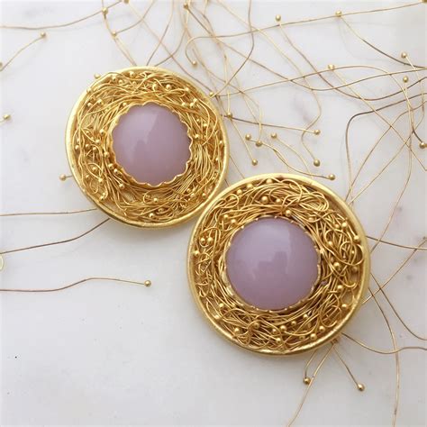 Statement Rose Quartz Mesh Earrings – SHOPFUSIO