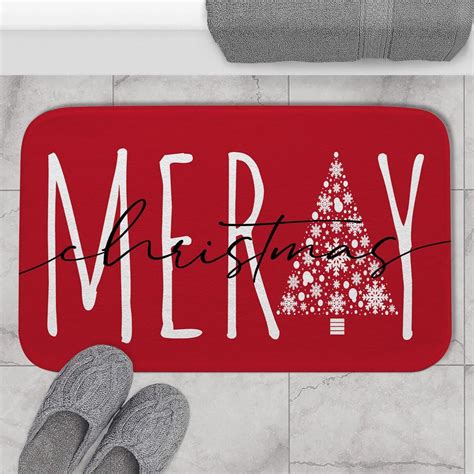 Christmas Bath Mat, Christmas Tree Bathroom Decor, Red Bathroom Rugs ...