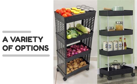 RADIANT 4 Layer Multipurpose Plastic Trolley with Dish Rack for Kitchen ...