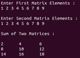 C# Program to Add Two Matrices Using 2D Array 的图像结果