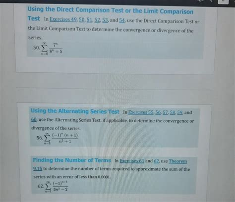 Solved Using the Direct Comparison Test or the Limit | Chegg.com