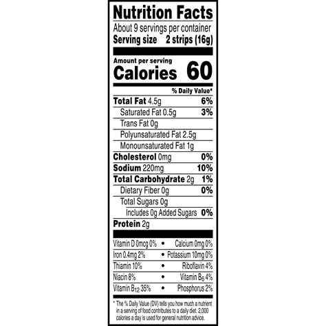 Veggie Bacon Nutrition Label at Joan Mealey blog