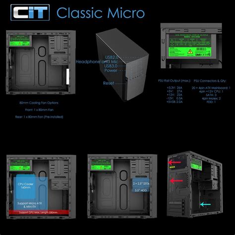 Buy CiT Classic Micro ATX PC Case and 500w PSU, Budget Friendly Office ...