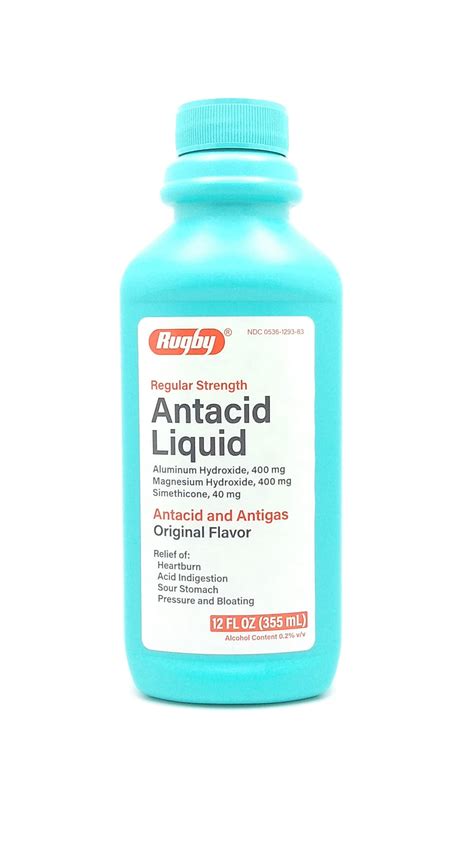 Rugby Laboratories Antacid Liquid Regular Strength Aluminum Hydroxide 400 mg Magnesium Hydroxide ...