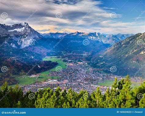 View To Garmisch-Partenkirchen from the Top of Mountain Wank in ...