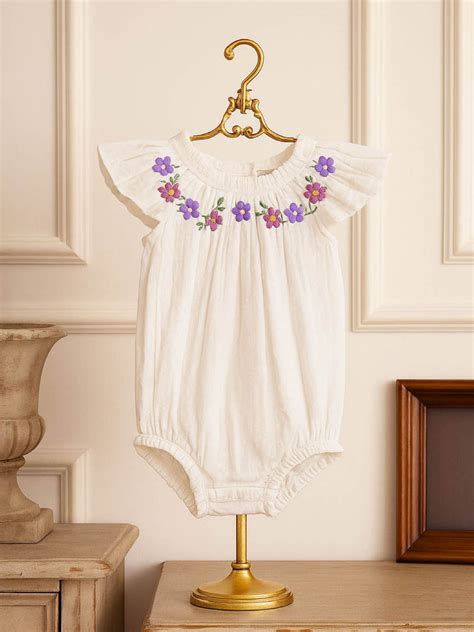 Shop this Soft, Organic Cotton Vintage White Floral Baby Bodysuit – The ...