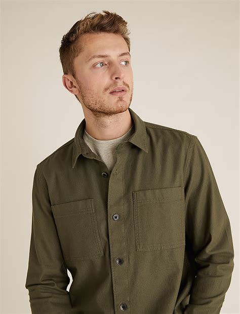 Buy Pure Cotton Twill Utility Overshirt at Marks & Spencer