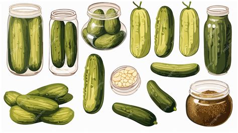 Elegant Detailed Drawing of Whole and Cut Pickles | Premium AI ...