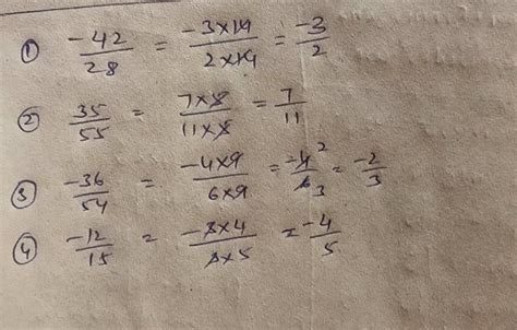 -Rewrite the following rational numbers in the simplest formi) -42/28ii ...