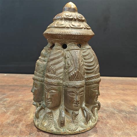 Brass Ten Faced Mukhalingam Idol Green Patina Finish 10 Inch – StatueStudio