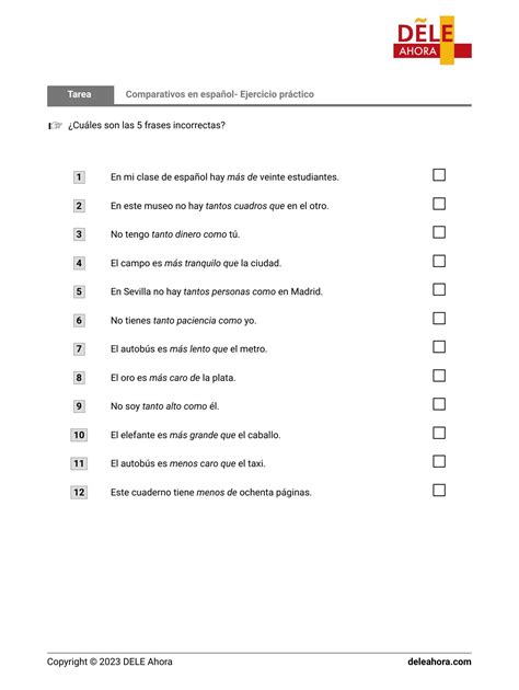 Comparativos en español- Ejercicio práctico | Gramática