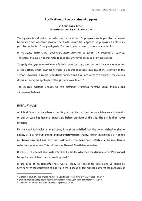 Application of the doctrine of cy-pres | DOCX