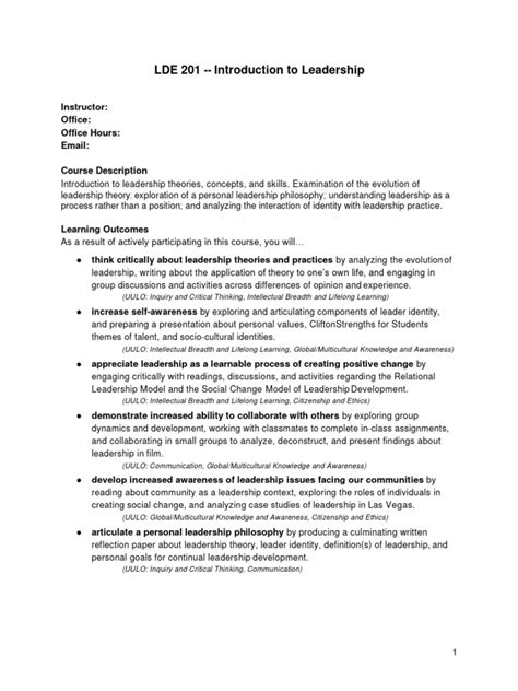 Leadership Course Syllabus 的图像结果