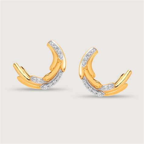 Sparkling Feather 14KT Gold & Diamond Stud Earring
