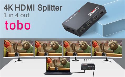 Tobo Hdmi Splitter 1x4, HDMI Splitter 1 in 4 Out, HDMI Splitter ...