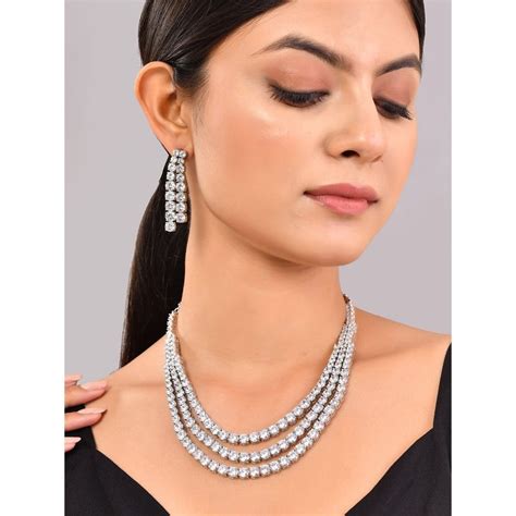 Buy Voylla Sparkling Elegance Stardust Symphony American Diamond ...