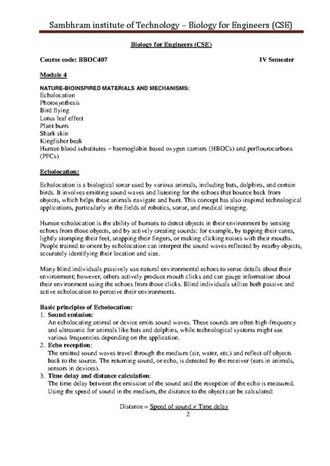 BBOC407 - Module 4 - nice notes - Biology for Engineers (CSE) Course ...