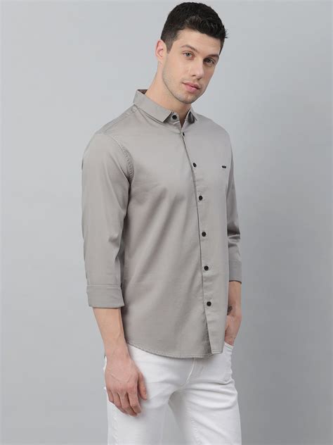 Men's Cotton Solid Slim Fit Casual Shirt With Pocket Full Sleeve Shirt ...